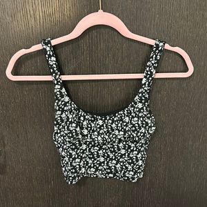 Altar’d State black/white floral crop tank top